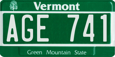 VT license plate AGE741