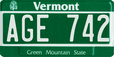 VT license plate AGE742
