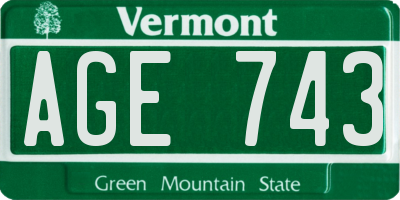 VT license plate AGE743