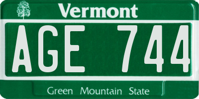 VT license plate AGE744