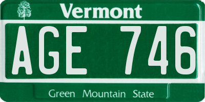 VT license plate AGE746