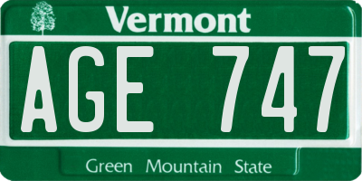 VT license plate AGE747