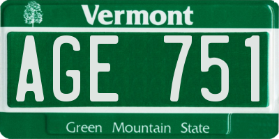 VT license plate AGE751