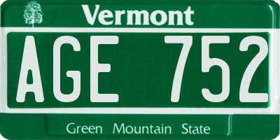 VT license plate AGE752