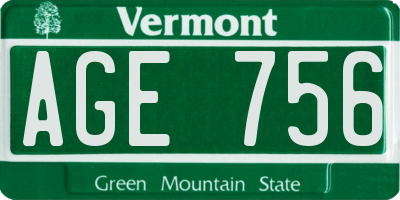 VT license plate AGE756