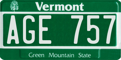 VT license plate AGE757
