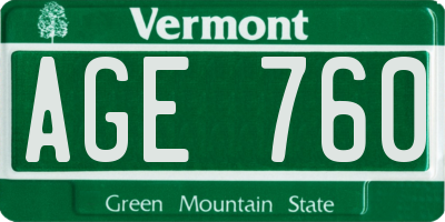 VT license plate AGE760