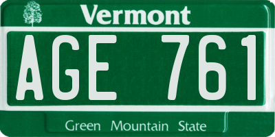 VT license plate AGE761