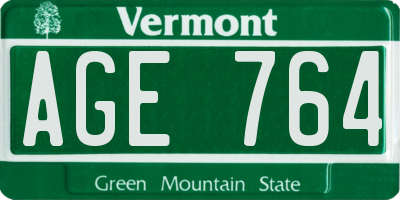 VT license plate AGE764