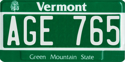 VT license plate AGE765