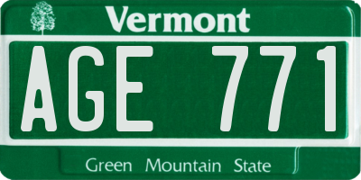 VT license plate AGE771