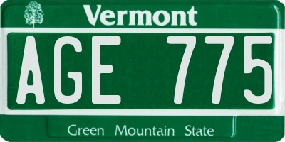 VT license plate AGE775