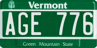 VT license plate AGE776