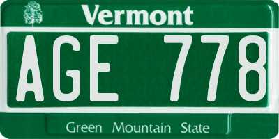 VT license plate AGE778