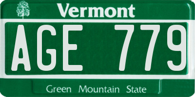 VT license plate AGE779