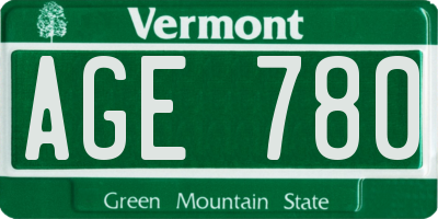 VT license plate AGE780