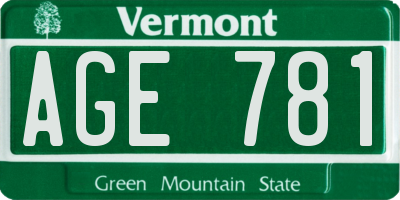 VT license plate AGE781