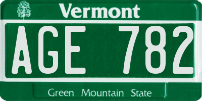 VT license plate AGE782