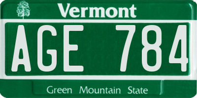 VT license plate AGE784