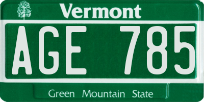 VT license plate AGE785