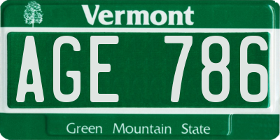 VT license plate AGE786