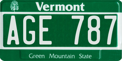 VT license plate AGE787