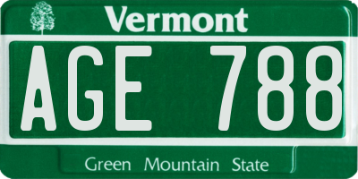 VT license plate AGE788