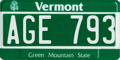 VT license plate AGE793