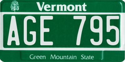 VT license plate AGE795