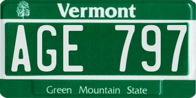 VT license plate AGE797