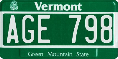 VT license plate AGE798