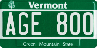 VT license plate AGE800