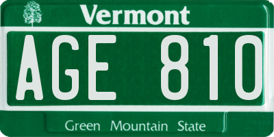 VT license plate AGE810