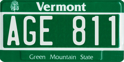 VT license plate AGE811