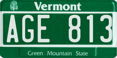 VT license plate AGE813