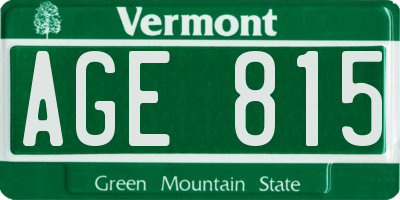 VT license plate AGE815