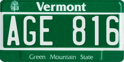 VT license plate AGE816