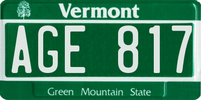 VT license plate AGE817