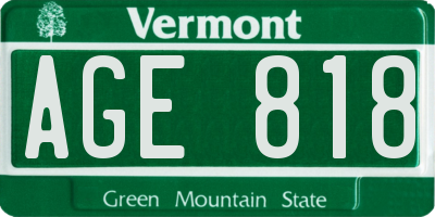 VT license plate AGE818