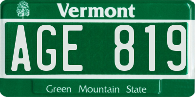 VT license plate AGE819