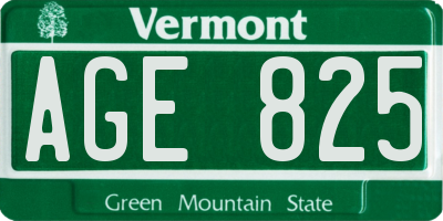 VT license plate AGE825