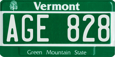 VT license plate AGE828