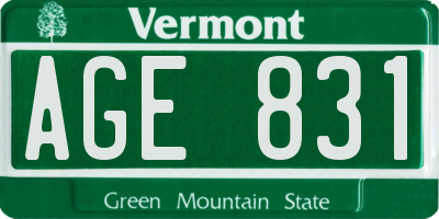 VT license plate AGE831
