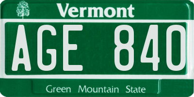 VT license plate AGE840