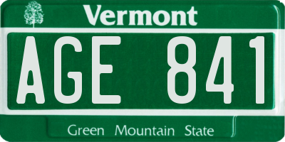 VT license plate AGE841