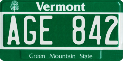 VT license plate AGE842