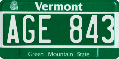 VT license plate AGE843