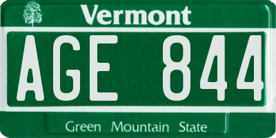 VT license plate AGE844
