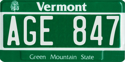 VT license plate AGE847
