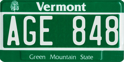 VT license plate AGE848